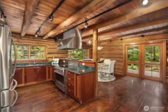 French doors lead to the oversized deck