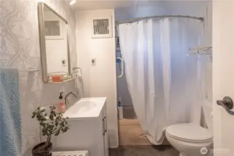 Bathroom and laundry.