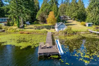Boathouse is at the end of the dock.