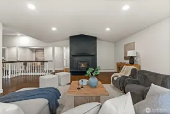 Open main living area with clear sightlines to kitchen and dining.