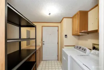 Laundry room. Shelving conveys.