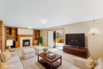 Family Room w/Gas Fireplace Virtually Staged