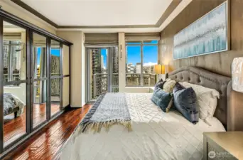 Bedroom with build-in cabinet