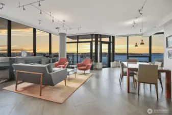 Forever views, all day long from your open concept great room ... but especially beautiful as the sunset. This home captures views of the Olympic Mountains and Puget Sound to the west, and Mt Rainier to the south.