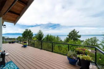 Composite Wood Deck runs the entire width of the house to take in the beautiful Bellingham Bay Views