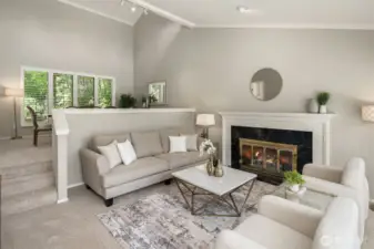 Step-down living area with cozy ambiance