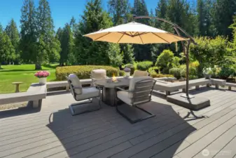 Expansive deck with firepit, ideal for outdoor gathering