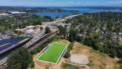 Mountlake Playfield Park, 520 freeway, Lake Washington