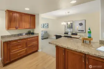 Kitchen featuring granite counters, stainless steel appliances, and plenty of cabinet space.
