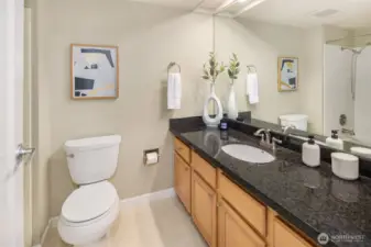 Upstairs you'll find a full bath, linen closet, and three bedrooms.