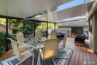 Large multi level deck with covered area great for entertaining - BBQ area is also covered.