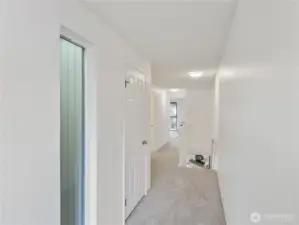 Upstairs: new lighting & fresh carpet