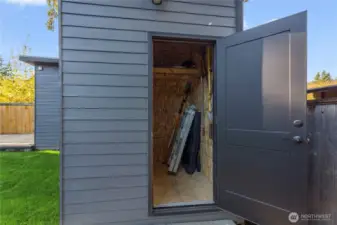 Handy storage area off the detached studio—perfect for tools, outdoor gear, or seasonal items.