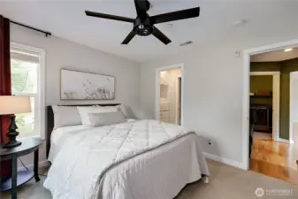 Primary bedroom has a half bath ensuite.