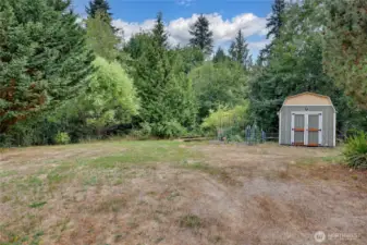 Greenhouse and garden area.
