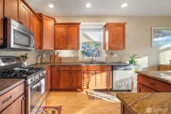 Gas stove and beautiful cabinets