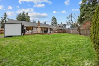 Flat and fully fenced backyard!