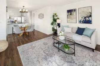 Open great room feel, but with designated living spaces