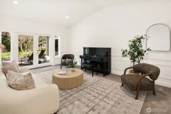 French doors lead to formal living room/parlor or executive office