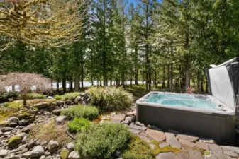 Take in river and mountain views from the spa