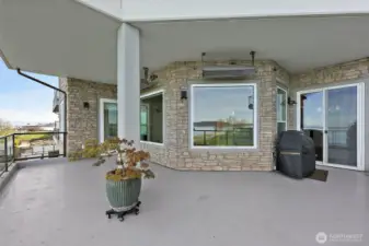 A spacious 403 sq. ft. deck is the the perfect extension of the living space, offering plenty of room for both relaxation and entertaining. Also it is partially covered and has heaters.  Perfect for an evening enjoying the views.