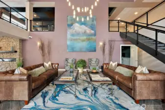 As you enter the Baker Condominium, you are greeted with this very peaceful and serene lobby area.  The stairs are leading up to more community common areas.