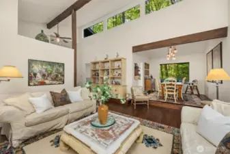 Windows abound in this home, with beautiful views of surrounding greenery