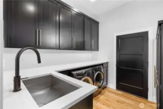 Laundry room with extra storage and sink.