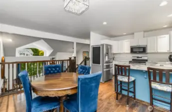 Kitchen with dinning space and bar.