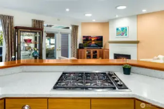 Kitchen looking out onto the spacious great room area