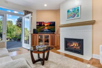 Newer surround on gas fireplace in great room/family room
