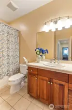 Main bathroom is updated. Tub/shower combo and nice vanity area
