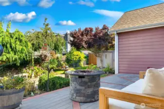 Lush landscaping in backyard make it your own private oasis.