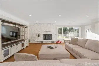 Cozy wood burning fireplace