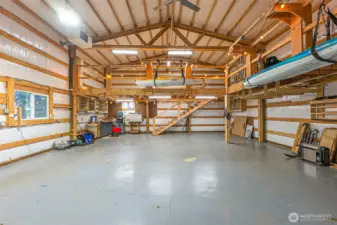 Insulated and heated workshop with loft and 2 hoists