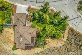 Overhead arial of home and landscaped grounds.