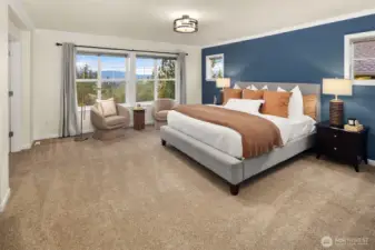 Primary Bedroom with Glorious western views over the pond.