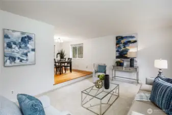 View from the living room to the dining area