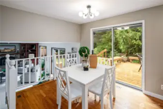 Kitchen eating space with slider to the spacious deck