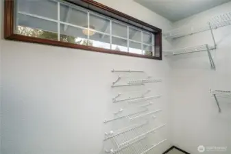 The primary closet even has a window!