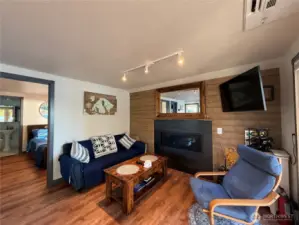 New flooring and fireplace