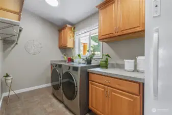 Laundry room - Right off the kitchen breakfast nook with a full size washer, dryer and freezer (all staying with the home)