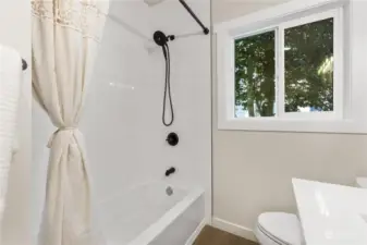 Here is full size all new bath on mail level with more light coming in from outside