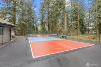 Sports courts have been freshly refinished.