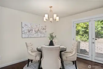 Dining Area and French Doors to Private Back Deck
