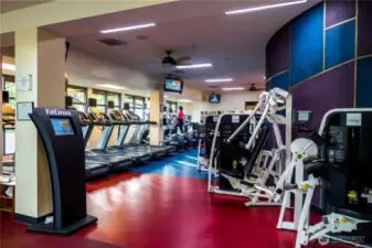 Exercise machines and personal trainers are available for hire.
