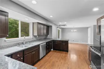 Kitchen looking out to dining
