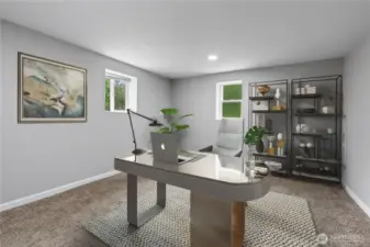 Lower floor office  This room is virtually staged