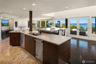 Two dishwashers and two fridges in kitchen area