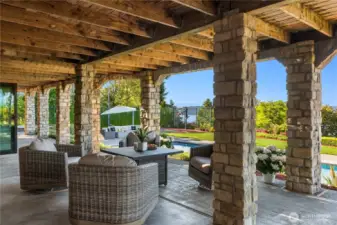 The patio overlooking the pool offers another great place to relax and enjoy your home